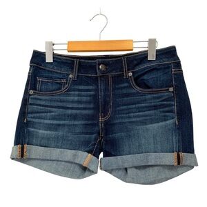 American Eagle MIDI Shorts Womens 8 Blue Dark Wash Super Stretch New